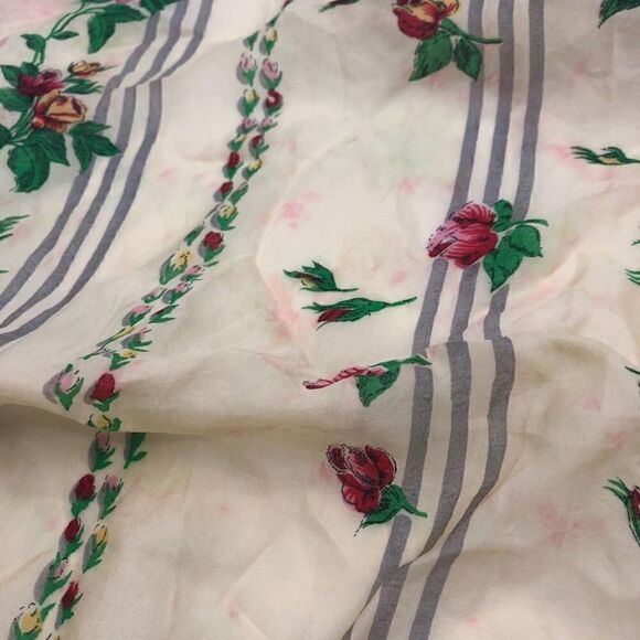 Vintage Diamond Habotai Silk Rosebud Floral Scarve - Picture 4 of 6